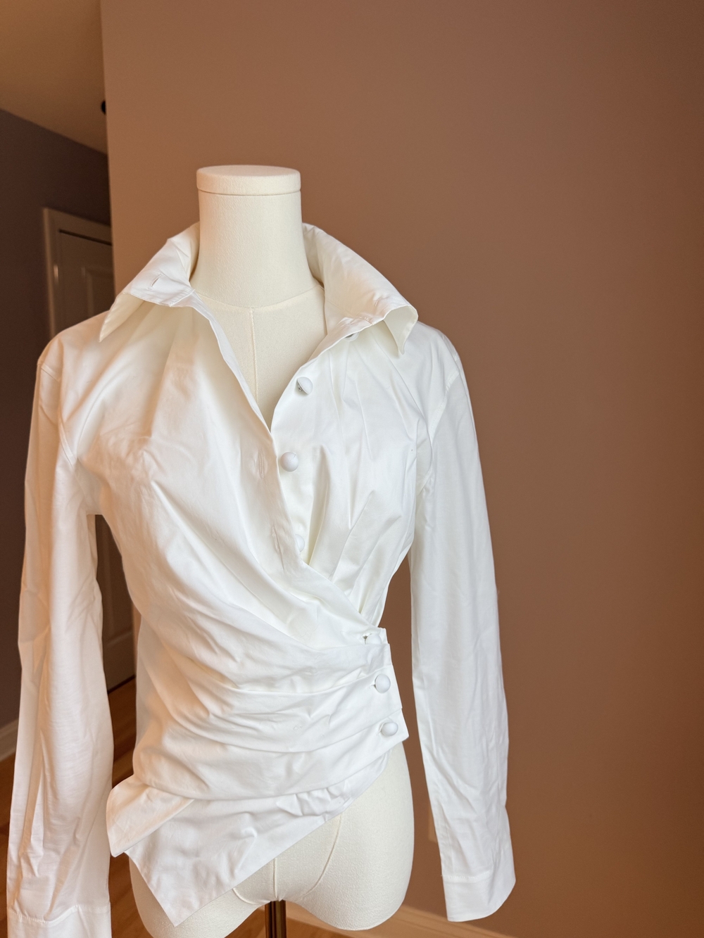 Tory Burch White Wrap-Style Button Down Shirt